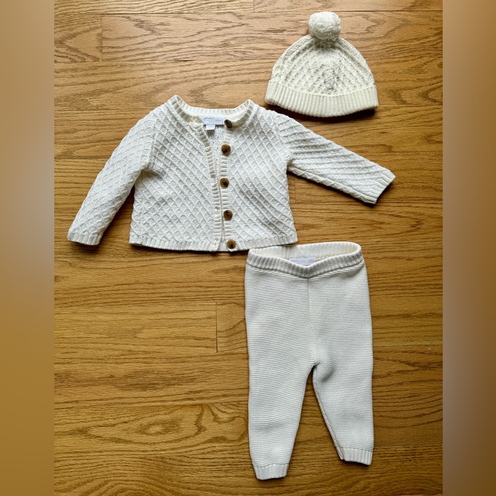 The little white company pants sweater and hat set 0-3 months